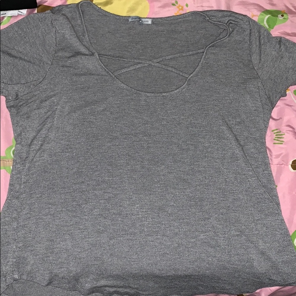 Short Sleeve Gray Blouse